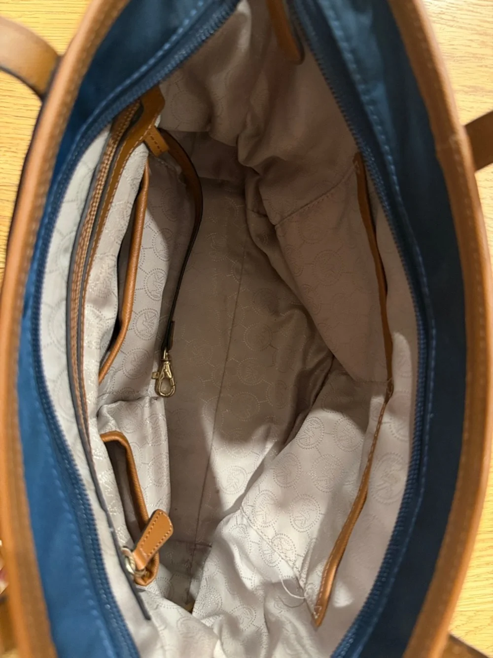 Michael Kors Navy and Tan Shoulder Tote - Picture 6 of 6
